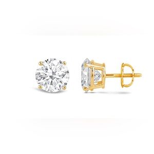 2 Ct Round Cut VS1/FG Certified Lab Grown Diamond Stud Earrings 14k Yellow Gold